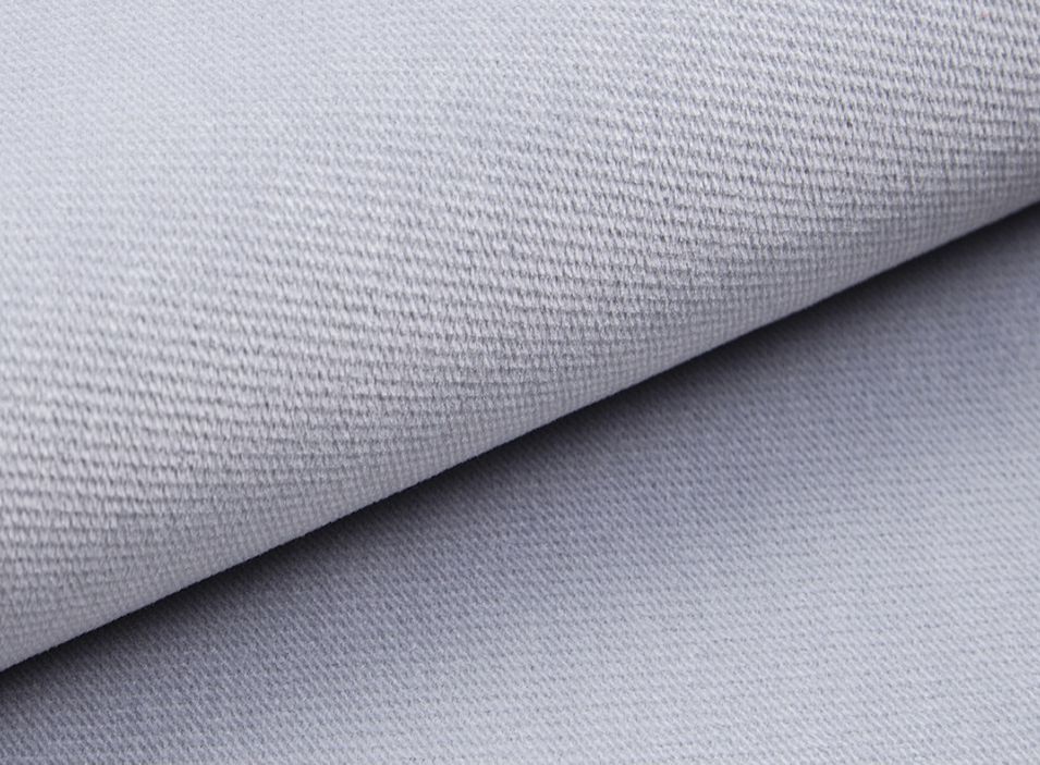 Canapé angle droit convertible tissu doux gris clair et bleu foncé James 245 cm - Photo n°7