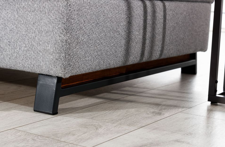 Canapé angle droit convertible tissu gris clair avec têtières réglables Nikos 265 cm - Photo n°10