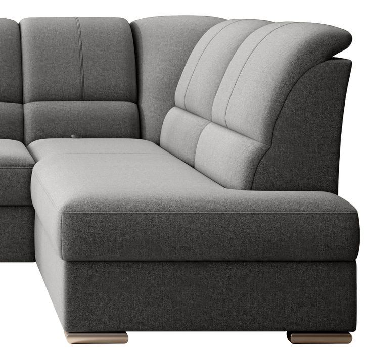 Canapé angle droit convertible tissu gris foncé et pieds acier chromé Zabor 270 cm - Photo n°3