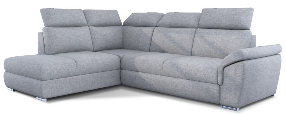 Canapé angle gauche convertible tissu gris clair avec appuis-tête réglables Kepita 260 cm - Photo n°1