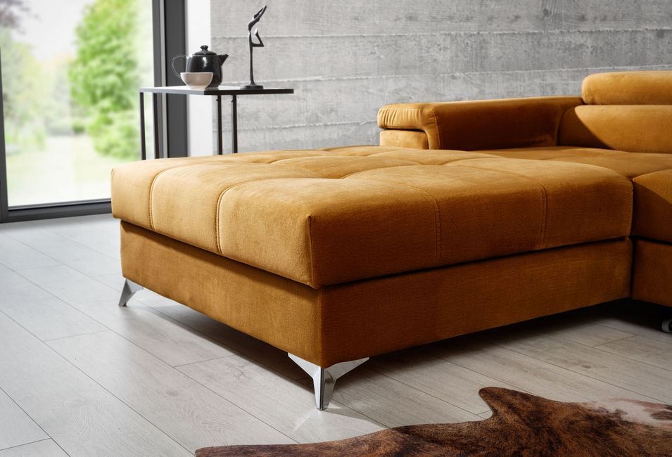 Canapé angle gauche convertible tissu gris foncé avec appuis-tête réglables Rikaro 280 cm - Photo n°15