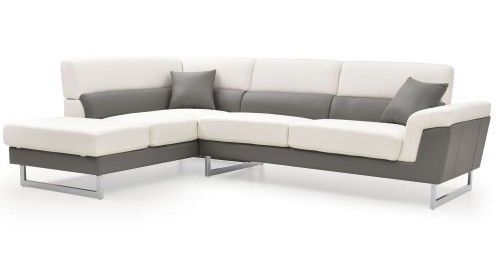 Canapé angle gauche simili cuir blanc et gris Kima - Photo n°1