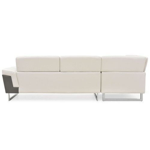 Canapé angle gauche simili cuir blanc et gris Kima - Photo n°5