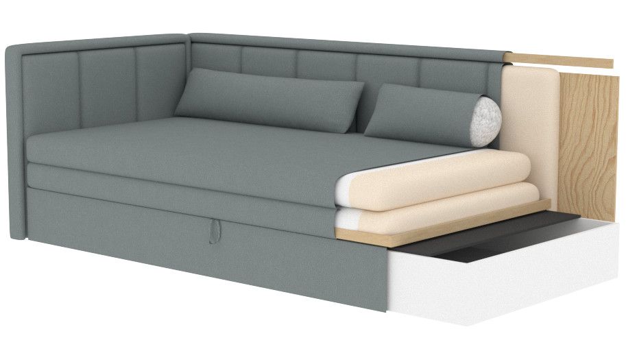 Canapé banquette convertible 3 places tissu doux Figo 214 cm - Photo n°5