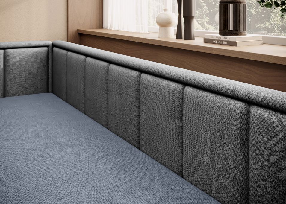 Canapé banquette convertible 3 places tissu doux Figo 214 cm - Photo n°6