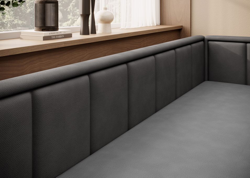 Canapé banquette convertible 3 places tissu doux Figo 214 cm - Photo n°6