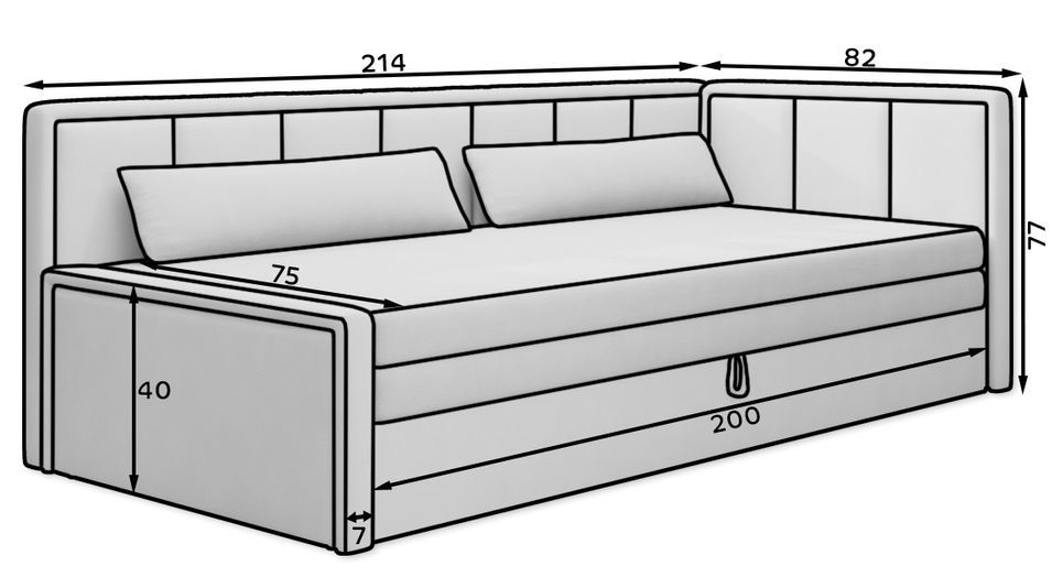 Canapé banquette convertible 3 places tissu doux Figo 214 cm - Photo n°9