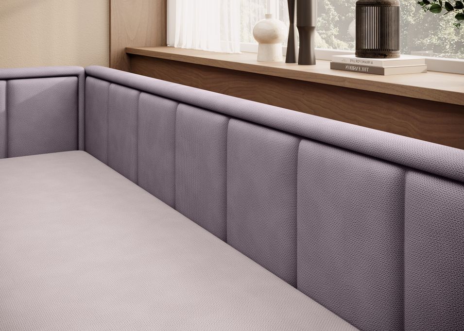 Canapé banquette convertible 3 places tissu doux Figo 214 cm - Photo n°6