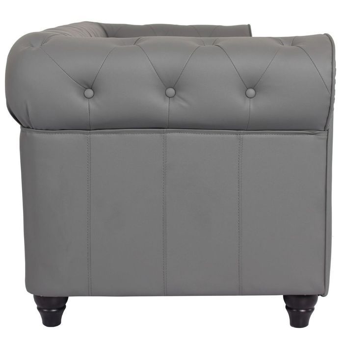 Canapé chesterfield 2 places simili cuir gris Itish - Photo n°4