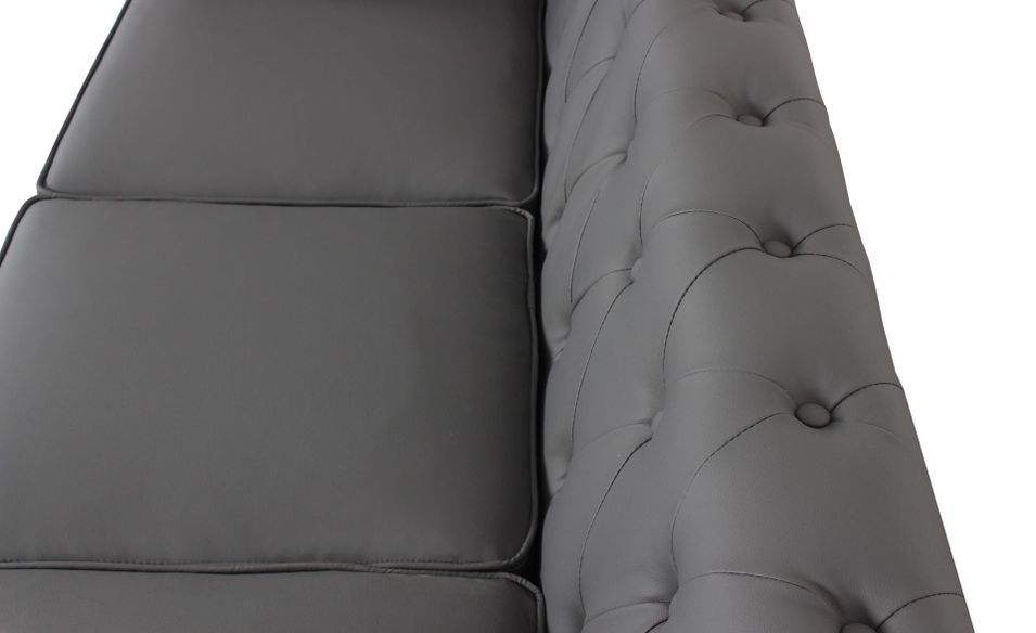 Canapé chesterfield 2 places simili cuir gris Itish - Photo n°8