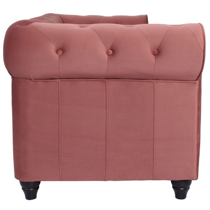 Canapé chesterfield 2 places velours rose Itish - Photo n°4