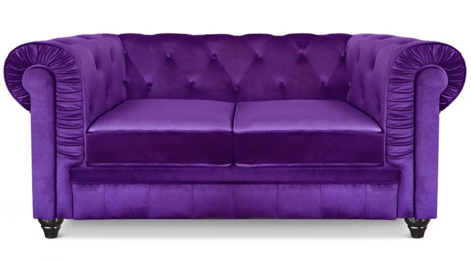 Canapé chesterfield 2 places velours violet Itish - Photo n°1