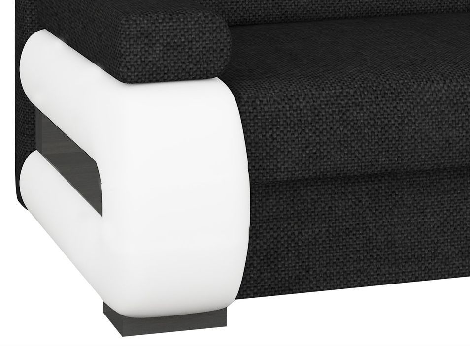 Canapé convertible 2 places tissu noir et simili cuir blanc Korina 202 cm - Photo n°2
