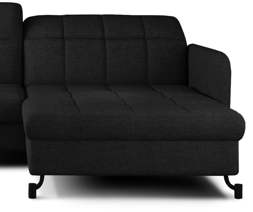 Canapé convertible angle droit avec têtières réglables tissu matelassé noir Lory 225 cm - Photo n°3