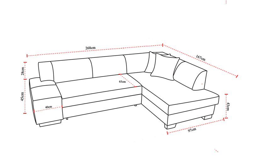 Canapé convertible angle droit simili cuir blanc et tissu gris Polky 272 cm - Photo n°7