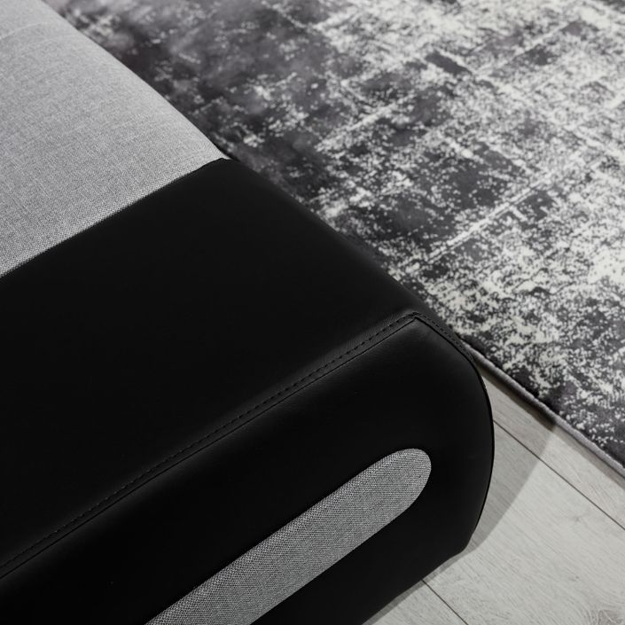 Canapé convertible angle droit tissu et simili noir Waker 275 cm - Photo n°25