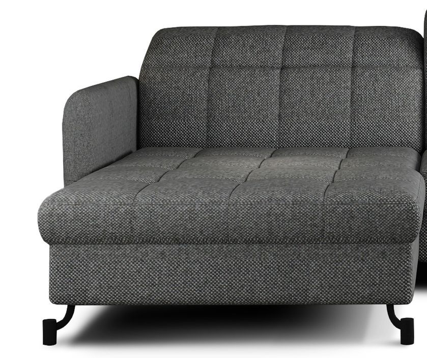 Canapé convertible angle gauche avec têtières réglables tissu matelassé gris foncé Lory 225 cm - Photo n°3