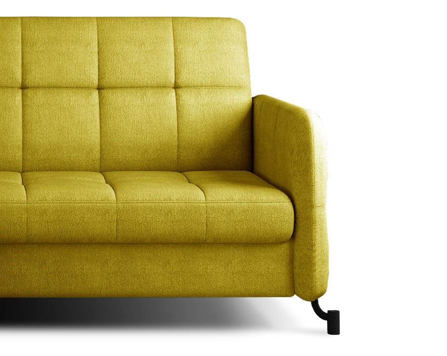 Canapé convertible angle gauche avec têtières réglables tissu matelassé jaune Lory 225 cm - Photo n°2