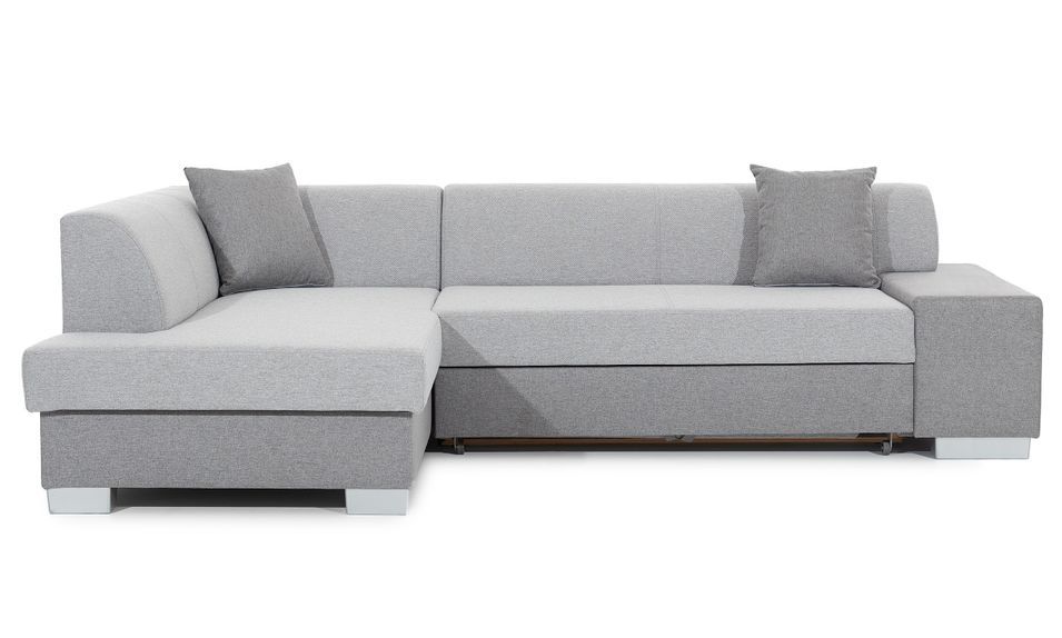 Canapé convertible angle gauche tissu gris clair Polky 272 cm - Photo n°7