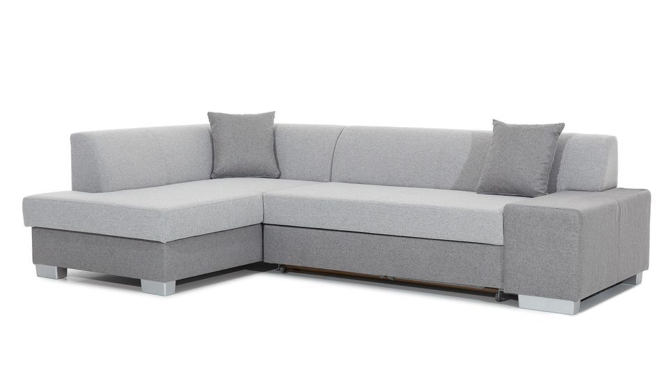 Canapé convertible angle gauche tissu gris clair Polky 272 cm - Photo n°8