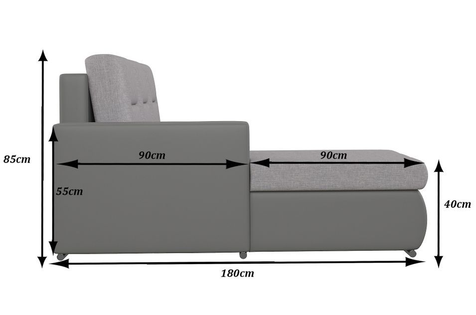 Canapé convertible angle gauche tissu gris foncé chiné et simili gris Waker 275 cm - Photo n°16