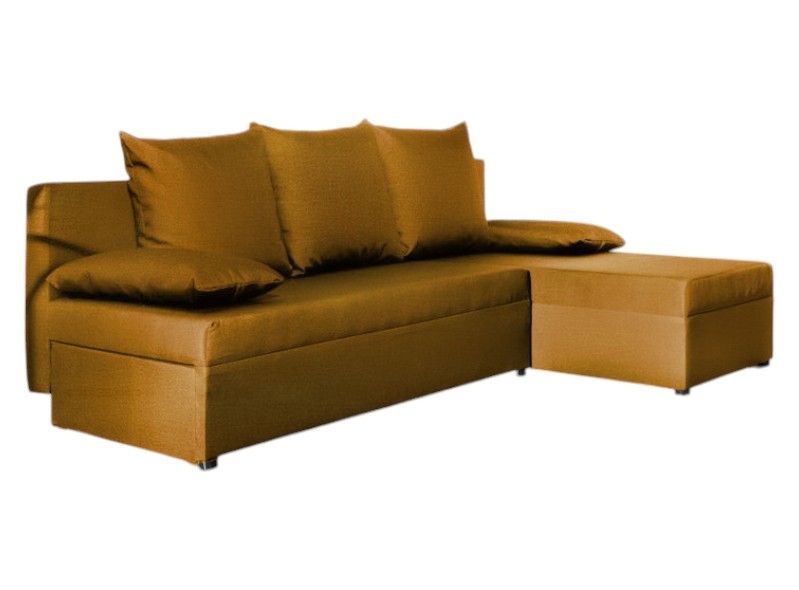 Canapé convertible angle réversible tissu camel Gary 206 cm - Photo n°1