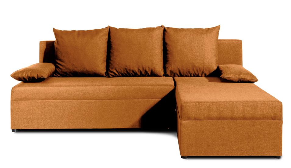 Canapé convertible angle réversible tissu camel Gary 206 cm - Photo n°1