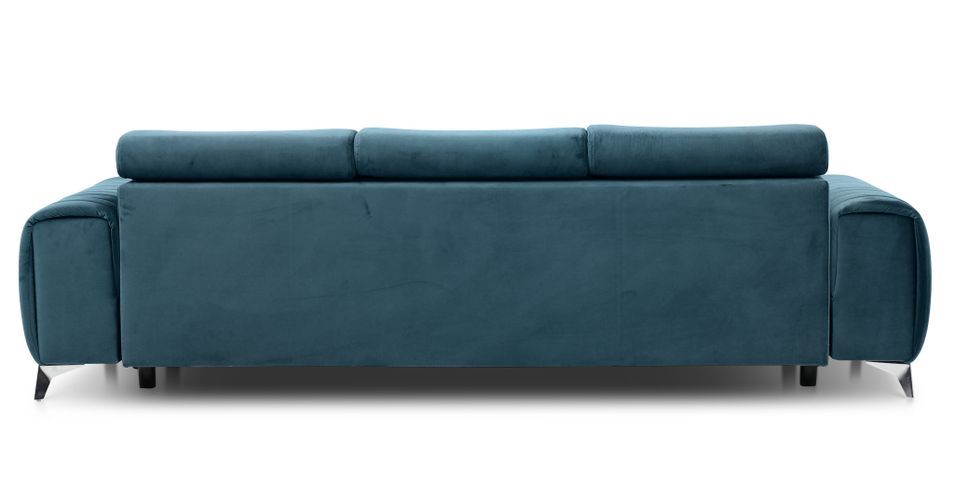 Canapé convertible avec appuis-tête réglables velours bleu Lozan 261 cm - Photo n°6