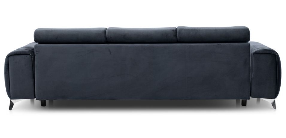 Canapé convertible avec appuis-tête réglables velours bleu marine Lozan 261 cm - Photo n°8