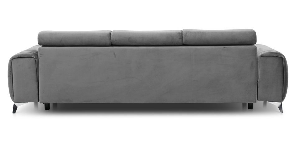 Canapé convertible avec appuis-tête réglables velours gris foncé Lozan 261 cm - Photo n°5