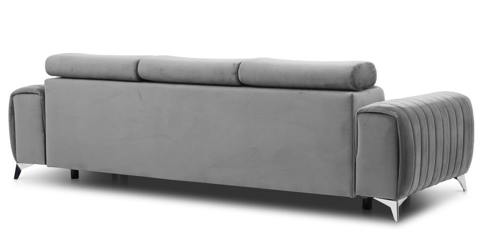 Canapé convertible avec appuis-tête réglables velours gris foncé Lozan 261 cm - Photo n°17