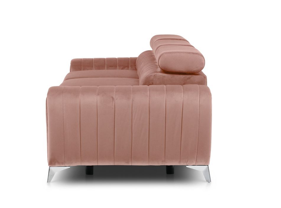 Canapé convertible avec appuis-tête réglables velours rose poudré Lozan 261 cm - Photo n°9
