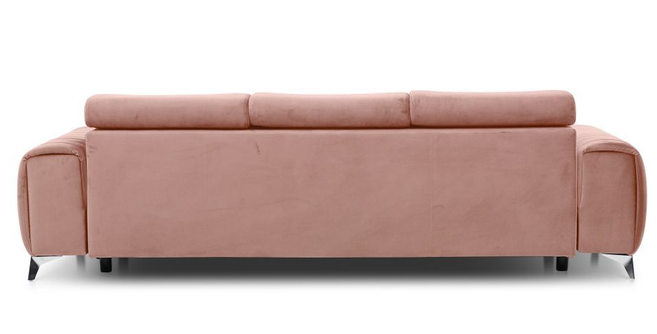 Canapé convertible avec appuis-tête réglables velours rose poudré Lozan 261 cm - Photo n°10