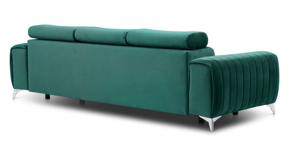 Canapé convertible avec appuis-tête réglables velours vert Lozan 261 cm - Photo n°5