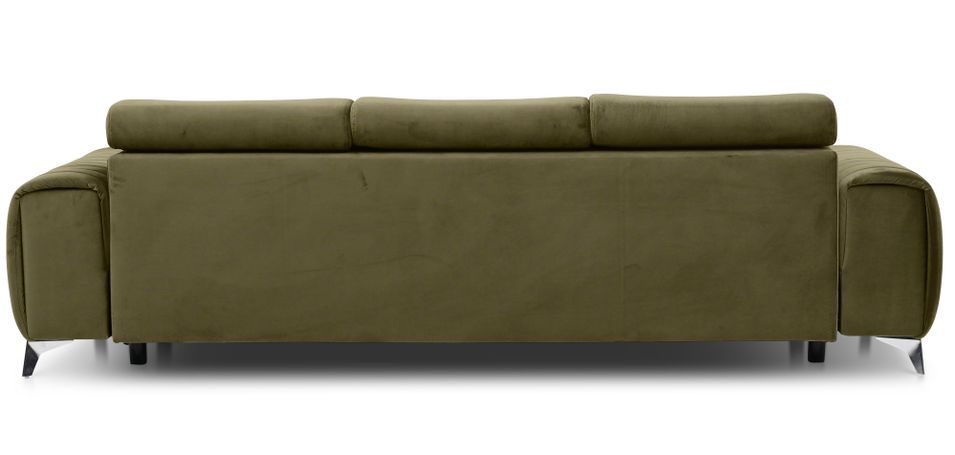Canapé convertible avec appuis-tête réglables velours vert olive Lozan 261 cm - Photo n°10