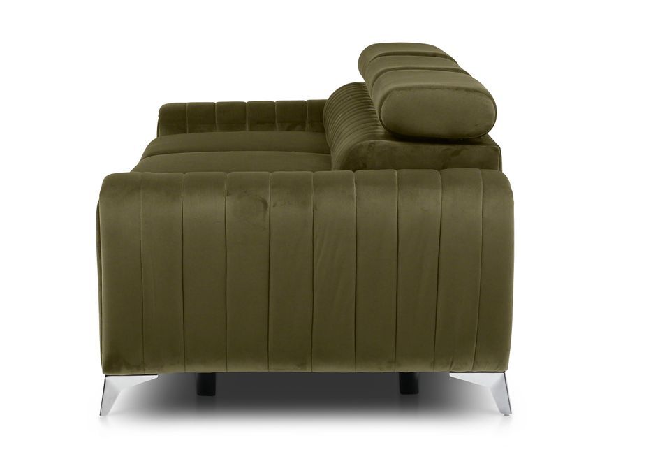 Canapé convertible avec appuis-tête réglables velours vert olive Lozan 261 cm - Photo n°11