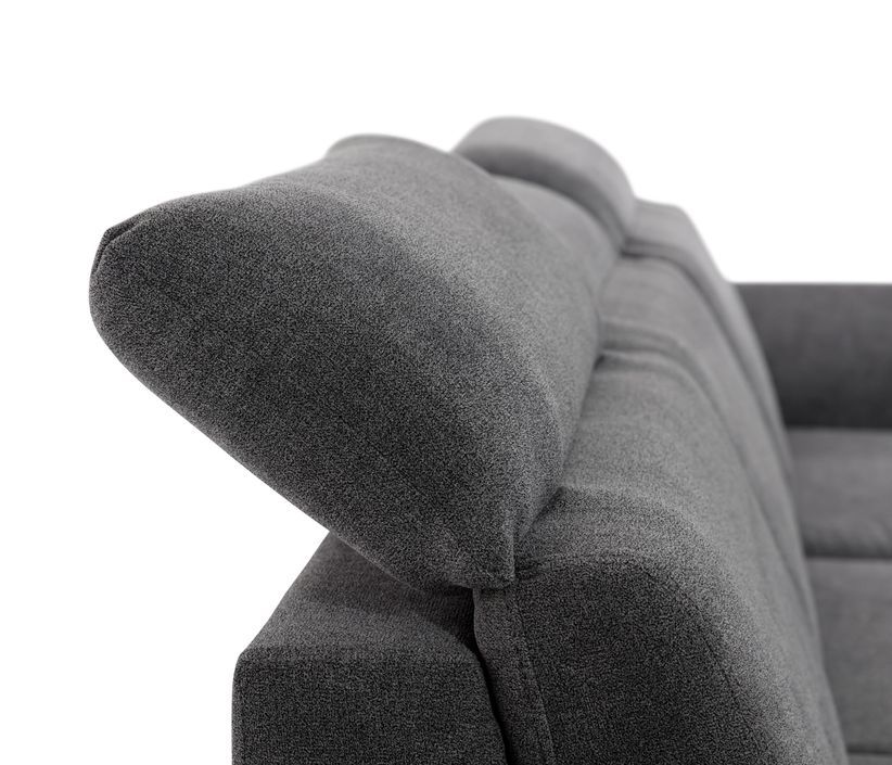 Canapé convertible d'angle gauche tissu gris clair chiné têtières réglables Suzy 272 cm - Photo n°13