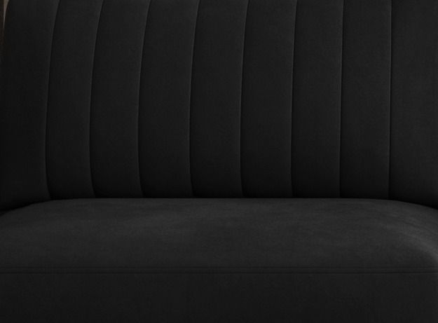Canapé convertible design 3/4 places velours noir et pieds acier chromé Eliza 250 cm - Photo n°3