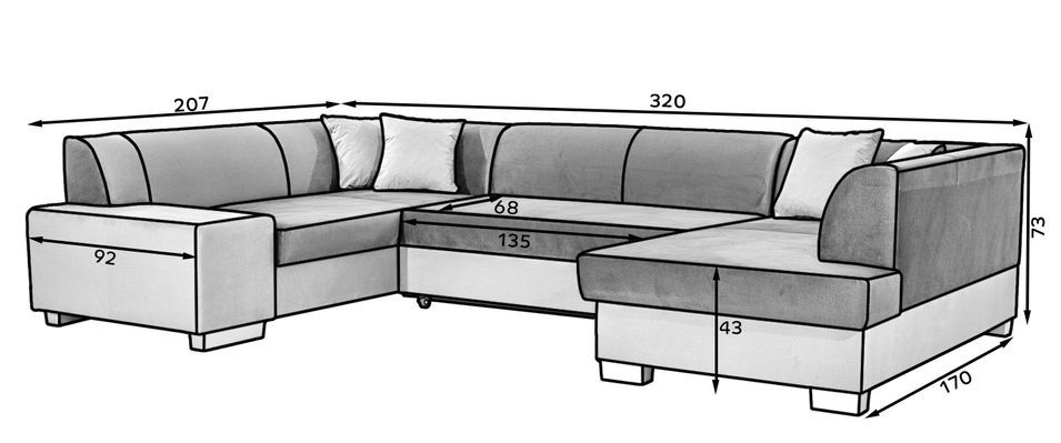 Canapé convertible panoramique simili cuir blanc avec coffre de rangement Houston 320 cm - Photo n°7