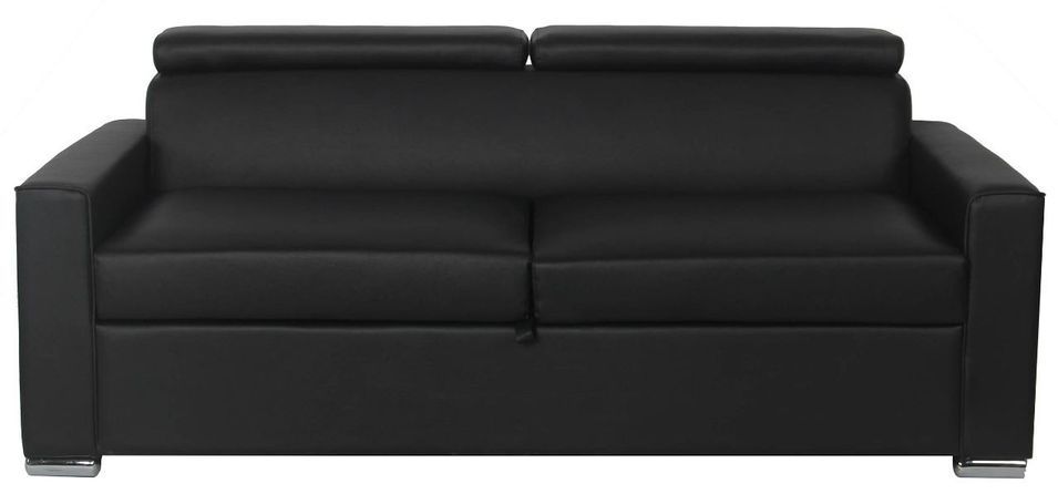 Canapé convertible simili cuir noir Eline - Photo n°1