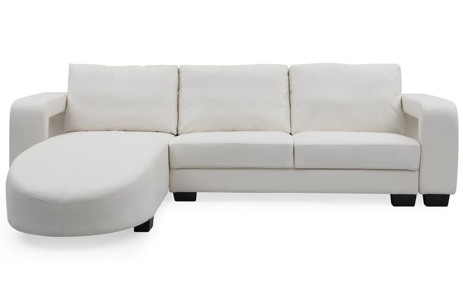 Canapé d'angle 5 places réversible simili cuir blanc Marna 275 cm - Photo n°1