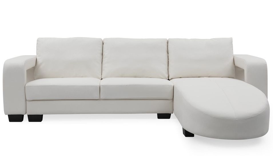 Canapé d'angle 5 places réversible simili cuir blanc Marna 275 cm - Photo n°2