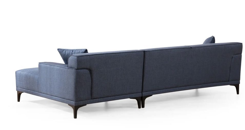 Canapé d'angle à droite moderne en tissu bleu avec 2 coussin Tivano 250 cm - Photo n°6