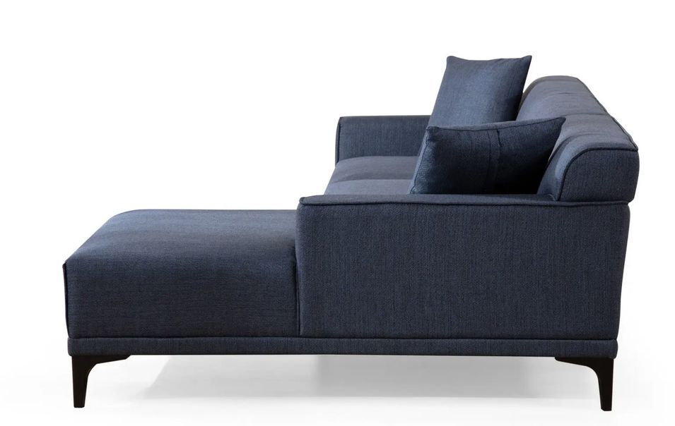 Canapé d'angle à droite moderne en tissu bleu avec 2 coussin Tivano 250 cm - Photo n°7