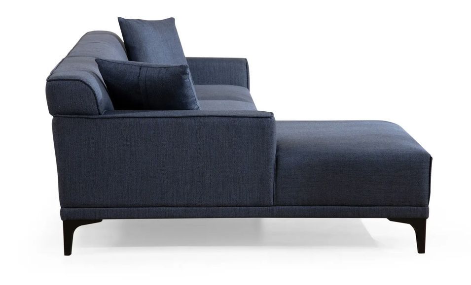 Canapé d'angle à gauche moderne en tissu bleu avec 2 coussin Tivano 250 cm - Photo n°5