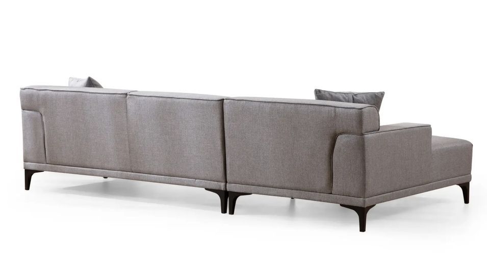Canapé d'angle à gauche moderne en tissu gris clair avec 2 coussin Tivano 250 cm - Photo n°8