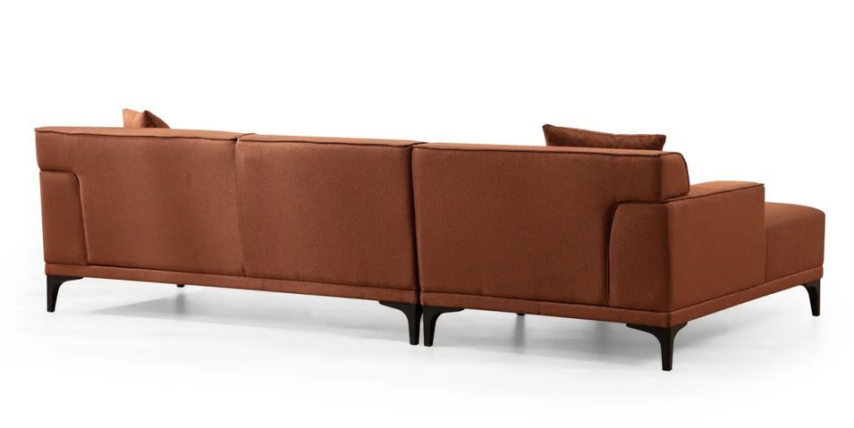 Canapé d'angle à gauche moderne en tissu orange avec 2 coussin Tivano 250 cm - Photo n°4