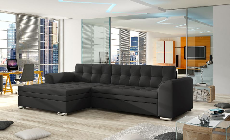 Canapé d'angle convertible simili cuir Kapona 275 cm - Photo n°4