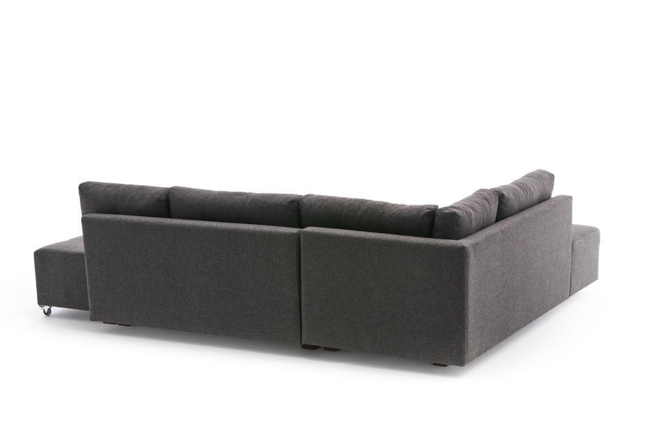Canapé d'angle convertible tissu anthracite Divona 282 cm - Photo n°12