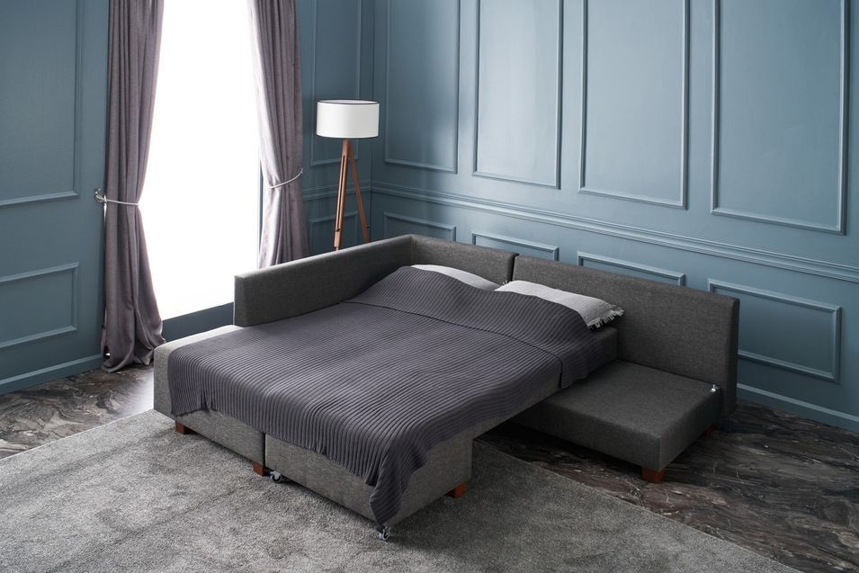 Canapé d'angle convertible tissu anthracite Divona 282 cm - Photo n°5